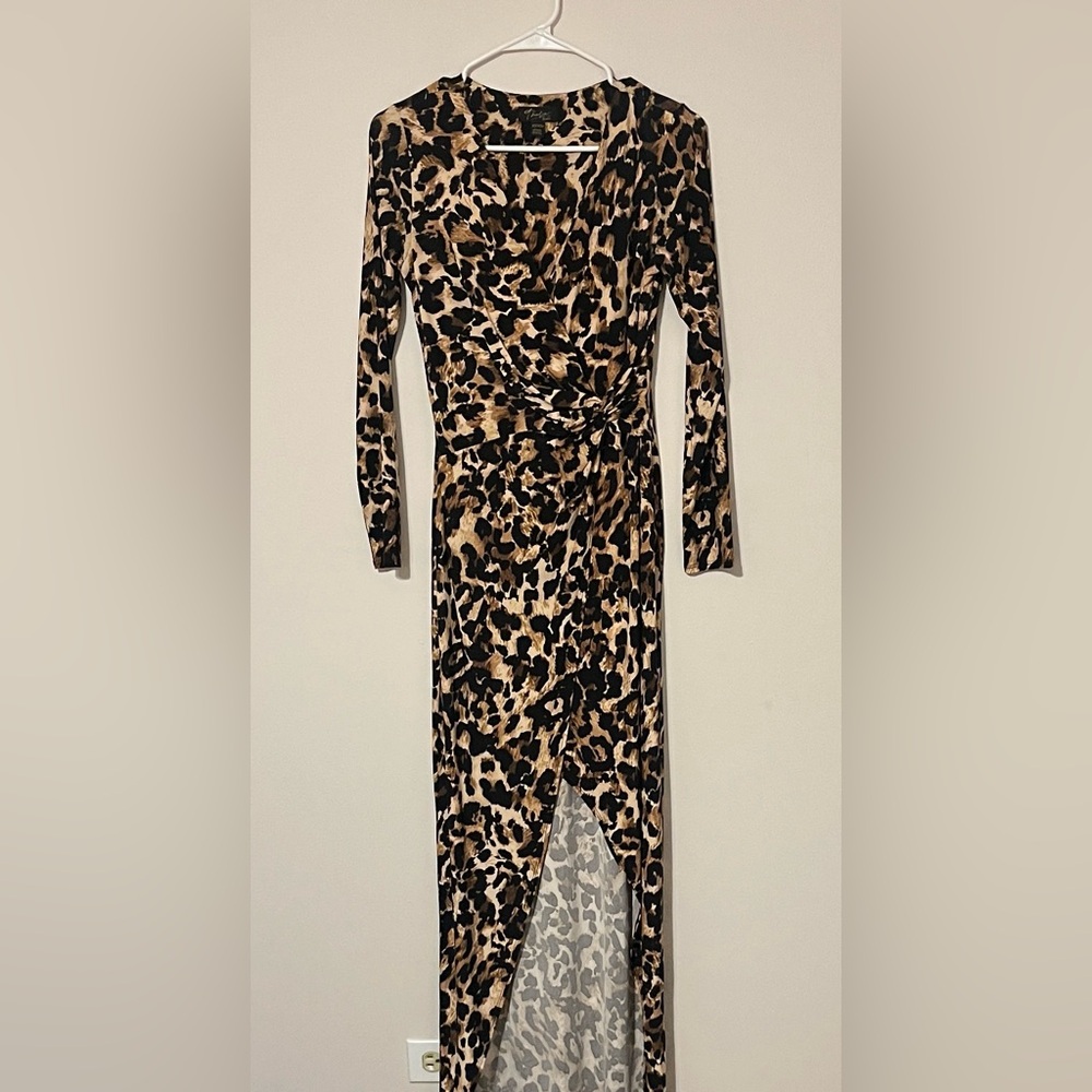 Thalia Sodi Animal Print Long Sleeve Dress